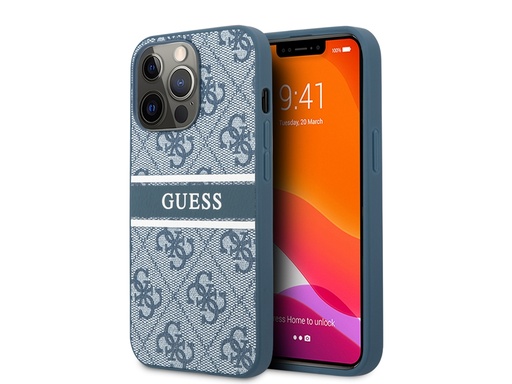 [H3737] Coque Guess PU 4G Stripe pour iPhone 13 Pro (Bleu)