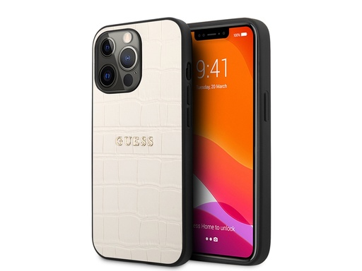[H3898] Coque Guess PU Croco pour iPhone 13 Pro (Beige)