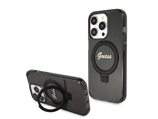 [H56343] Coque Guess TPU Ring Stand Magsafe pour iPhone 15 Pro (Noir)