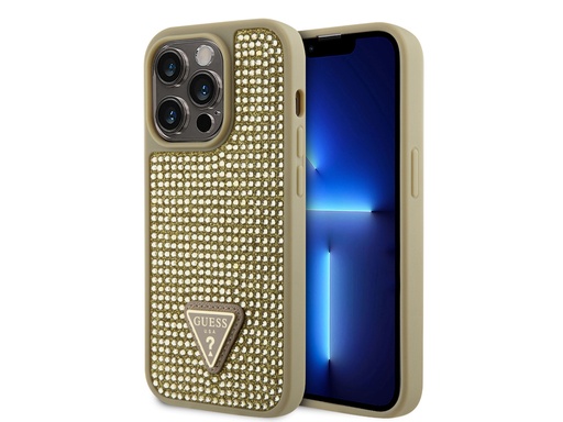 [H91085] Coque Guess Triangle Diamond pour iPhone 15 Pro (Doré)