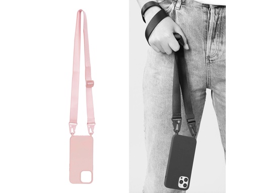 [TTE884] Coque avec cordon mousqueton pour iPhone 13 Pro (Rose)