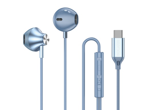 [Y073] Écouteurs Intra-Auriculaires USB-C Bolaris avec télécommande - Modèle Jupiter (Bleu)