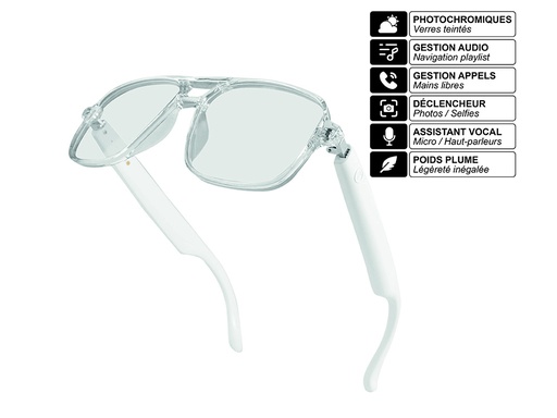 [FFE660] Lunettes connectées EKO - Modèle Sharp (Blanc)