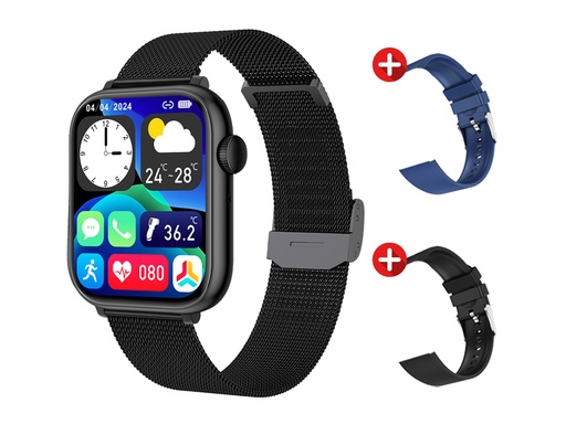[FFE588] Montre connectée EKO - Modèle Inspiria - 3 bracelets (Noir / Bleu)