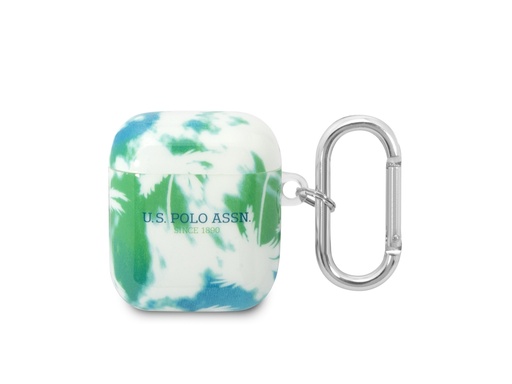 [H0142] Protection U.S Polo ASSN. Palm pour Airpods 1 et 2 - Verte et Bleue (Vert / Bleu)