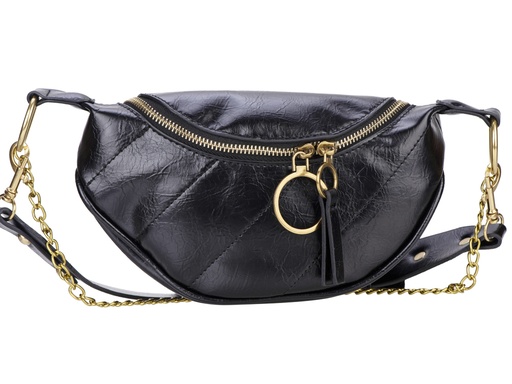 [TTE1057] Sac banane avec chaînette - Modèle Zinnia (Noir)