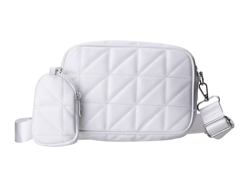 [TTE1050] Sac bandoulière avec pochette - Modèle Camélia (Blanc)