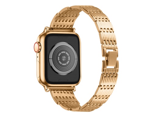 [TTE732] Bracelet en acier inoxydable Strass pour Apple Watch 42/44 et 45mm (Doré)
