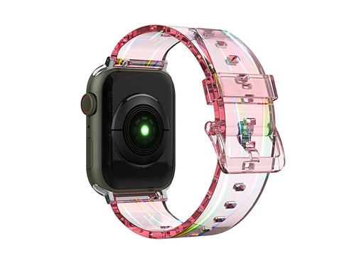 [TTE726] Bracelet en TPU translucide pour Apple Watch 42/44 et 45mm (Rose)