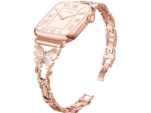 [TTE734] Bracelet en acier inoxydable Butterfly pour Apple Watch 38/40/41mm (Rose)