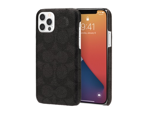 [Z1110] Coque Coach PU Signature C pour iPhone 12 et iPhone 12 Pro (Noir)