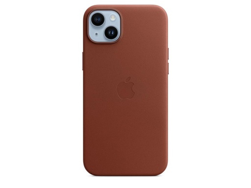 [BR5480] Coque en cuir avec MagSafe pour iPhone 14 Plus - Noir Minuit (Beige)