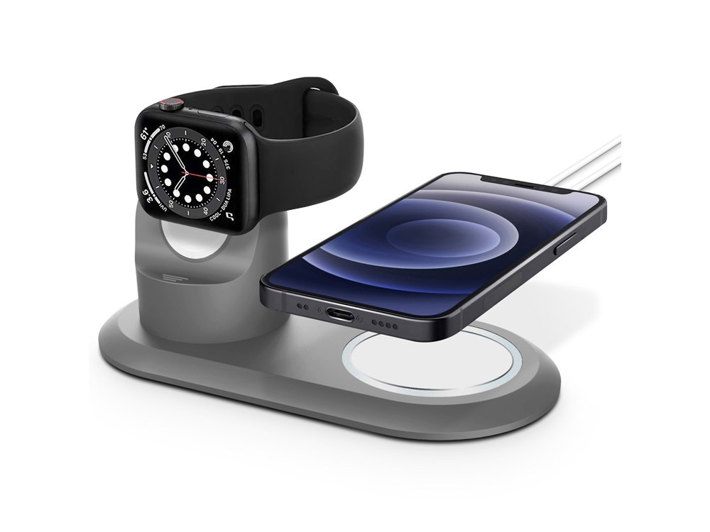 Socle de chargement silicone 2en1 Magsafe pour Apple Watch et iPhone