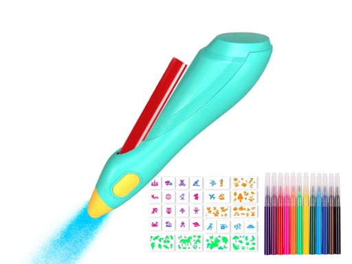 [TK455] Stylo pulvérisateur d'encre électrique avec accessoires (Bleu)
