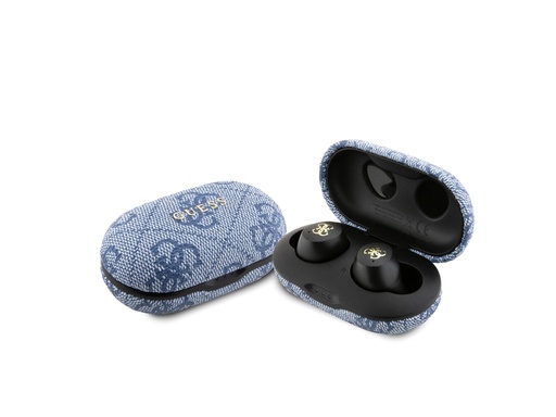 [BR0853] Ecouteurs Bluetooth 5.3 Guess 4G tactiles avec étui de chargement (Bleu)