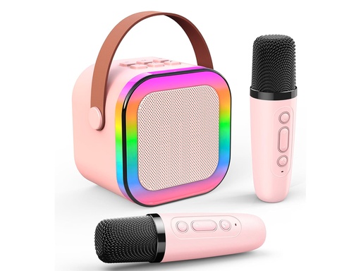 [TK480] Mini Karaoké Bluetooth 2 micros - Modèle KidStar (Rose)