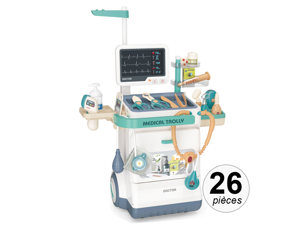 Chariot médical enfant avec effets sonores et lumineux