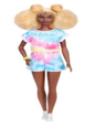 [LJ2092] Barbie Fashionistas - Coupe afro blonde avec combishort tie and dye