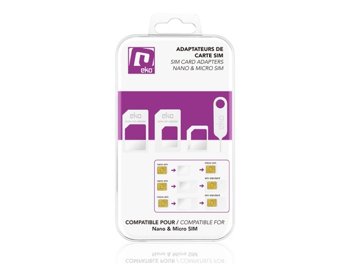 [EKO-0615] Kit d'adaptateurs de carte SIM 3-en-1