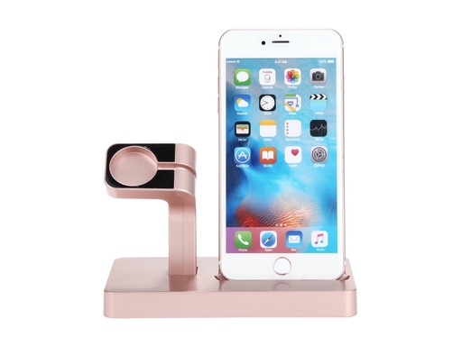 [TTE798] Socle de chargement 2en1 pour Apple Watch et iPhone - Rose