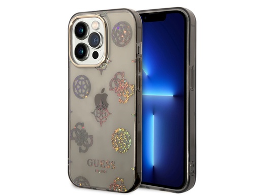 [H4501] Coque Guess TPU Peony pour iPhone 14 Pro - Noire translucide