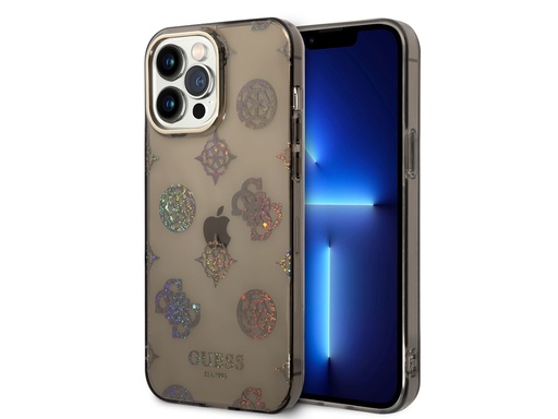 [H4518] Coque Guess TPU Peony pour iPhone 14 Pro Max - Noire translucide