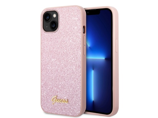 [H5058] Coque Guess TPU Glitter Script pour iPhone 14 Plus - Rose
