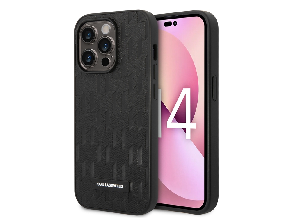 Coque Karl Lagerfeld PU Saffiano Monogram pour iPhone 14 Pro - Noire