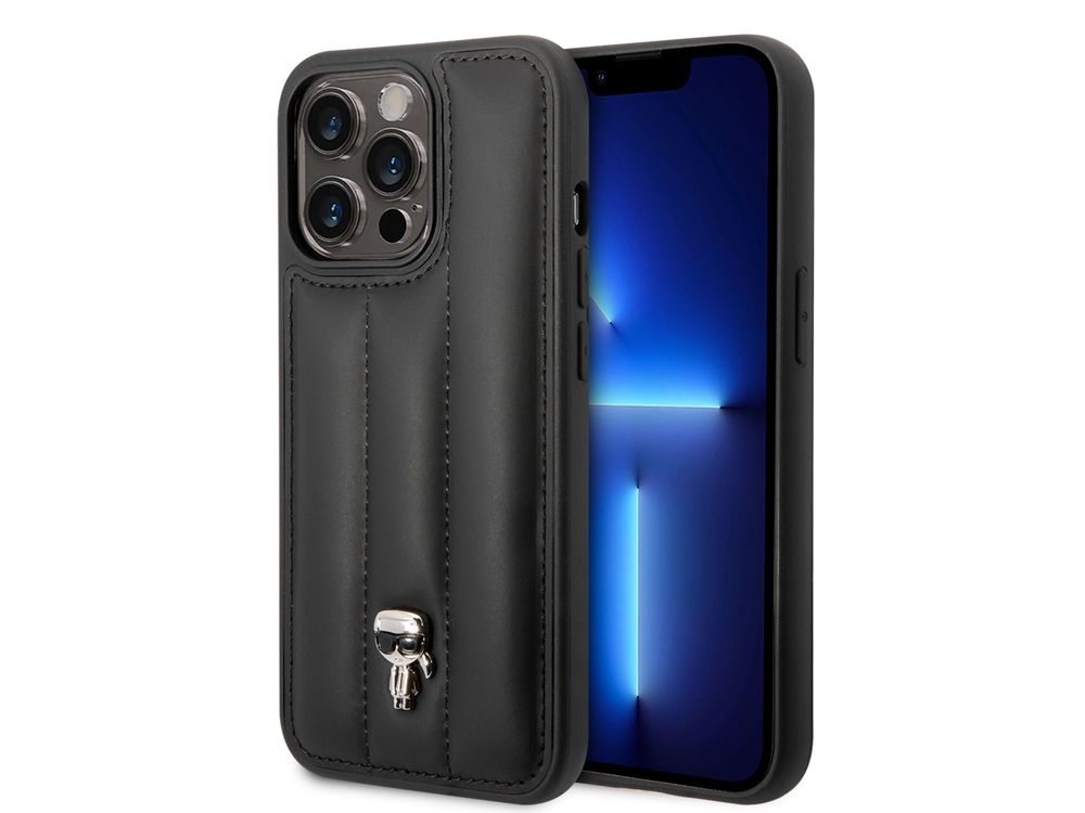 Coque Karl Lagerfeld PU Puffy Ikonik Pins pour iPhone 14 Pro Max - Noire
