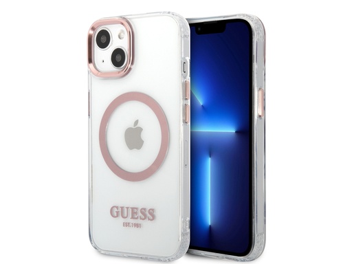 [H9759] Coque Guess TPU Magsafe Metal Outline pour iPhone 14 Plus - Transparente