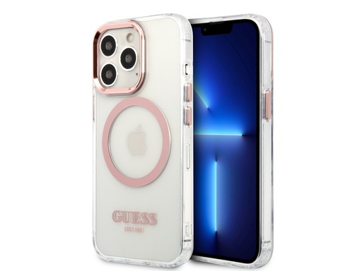 [H9766] Coque Guess TPU Magsafe Metal Outline pour iPhone 14 Pro - Transparente