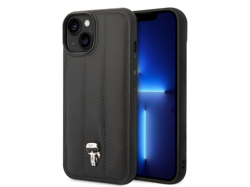 [H7716] Coque Karl Lagerfeld PU Puffy Ikonik Pins pour iPhone 14 - Noire