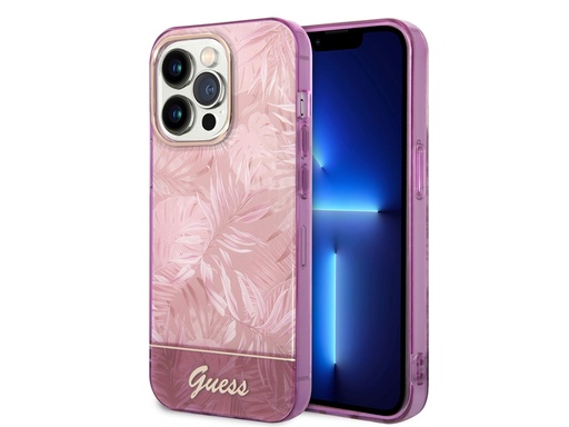 [H4464] Coque Guess TPU Jungle pour iPhone 14 Pro - Rose