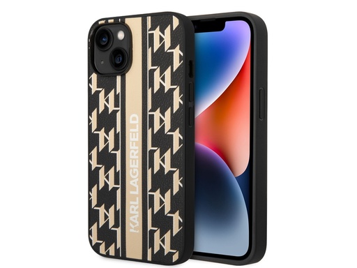 [H4844] Coque Karl Lagerfeld PU Monogram Stripe pour iPhone 14 - Crème
