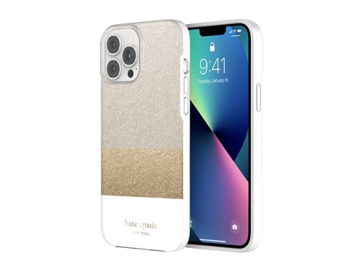 [Z8827] Coque Kate Spade Glitter Block pour iPhone 12 Pro Max & iPhone 13 Pro Max - Argent