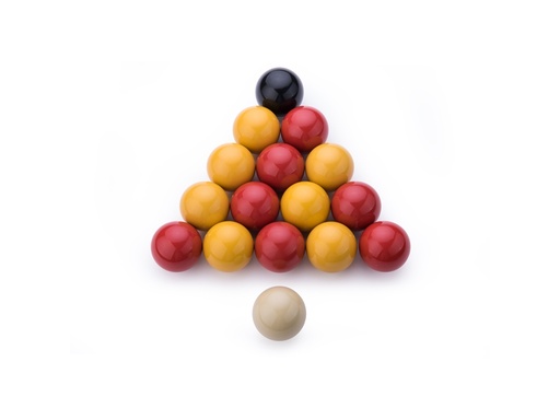 [B088] Lot de 16 billes de billard Ø 57 mm en résine pour jeu anglais 8 pool