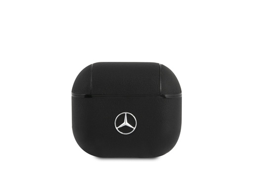 [H9656] Protection Mercedes en cuir véritable pour Airpods 3 - Noire