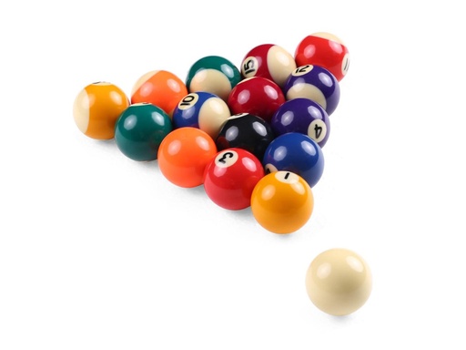 [B091] Lot de 16 billes de billard Ø 50.8 mm en résine pour jeu américain