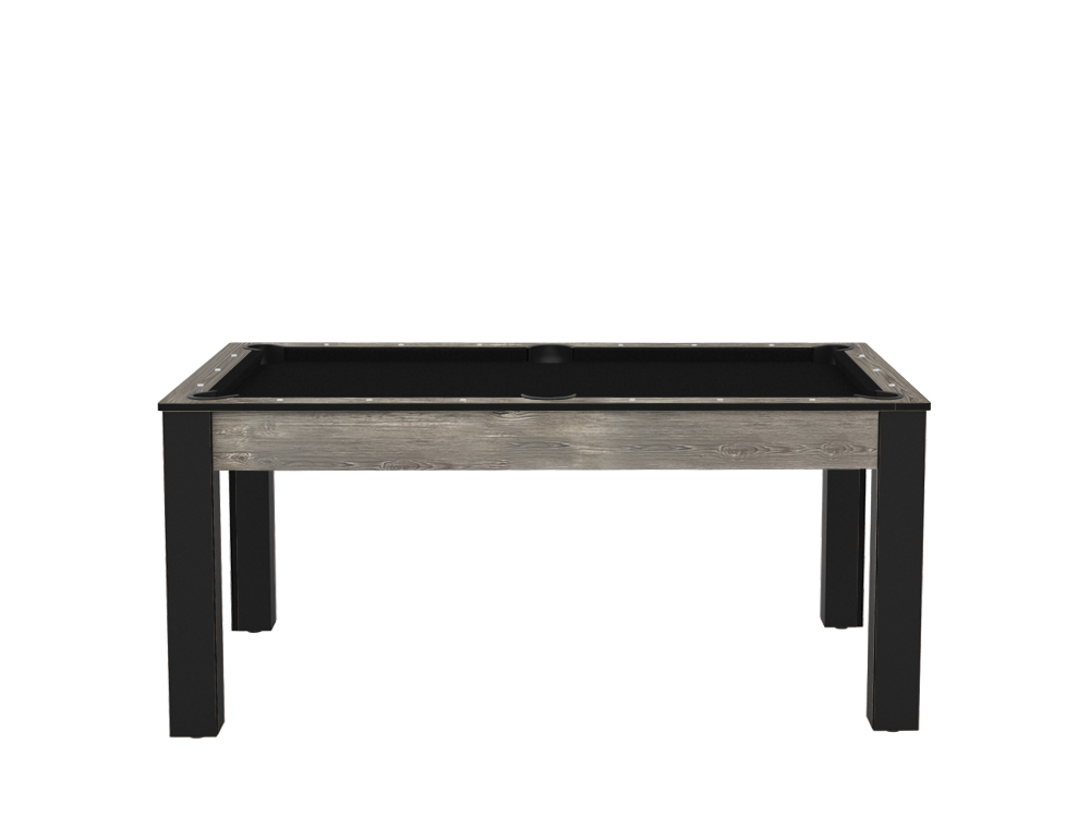 Billard Texas 6 pieds convertible en table à manger - 6 personnes - Coloris industriel tapis noir