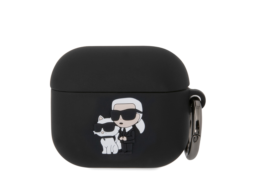Protection en silicone Karl Lagerfeld NFT avec anneau pour Airpods 3 - Noire