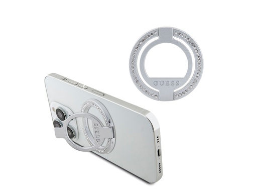 [H70387] Anneau de support Guess Magsafe 360° orné de strass - Argent