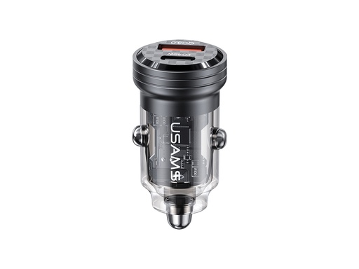 [TTE1088] Chargeur voiture 45W Port USB-A et USB-C - Noir transparent