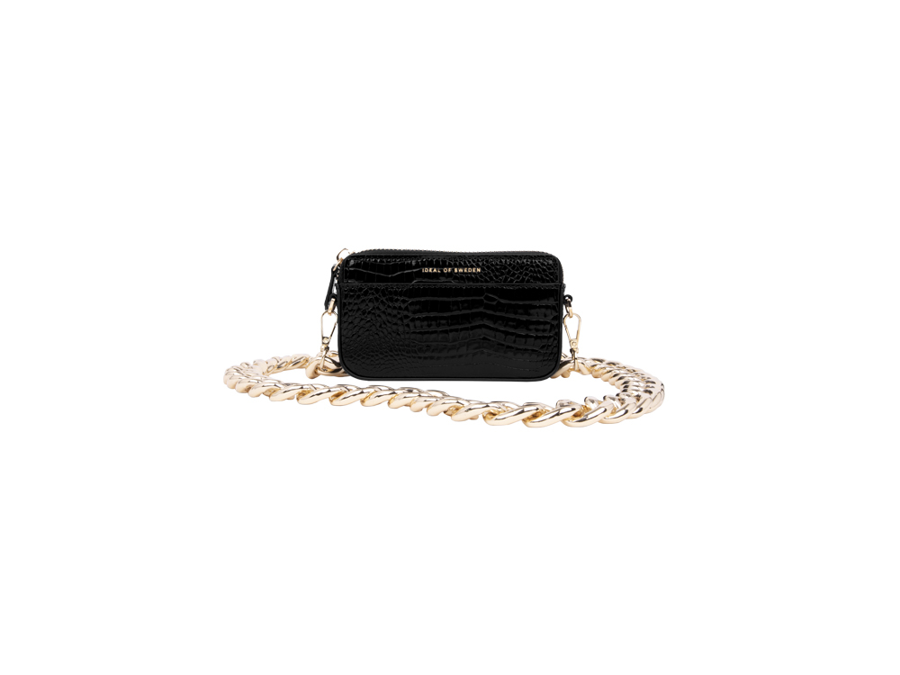 Sac IDEAL OF SWEDEN chaine bandoulière - Modèle Nano  - Neo Noir Croco
