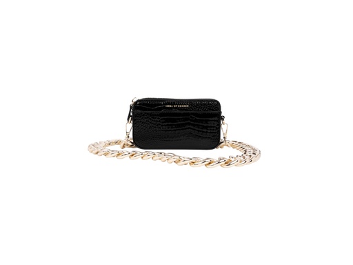 [ID1593] Sac IDEAL OF SWEDEN chaine bandoulière - Modèle Nano  - Neo Noir Croco