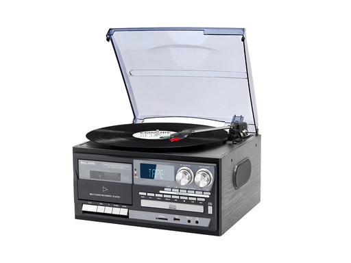 [Y009] Platine vinyle Bolaris Bluetooth CD K7 AM / FM 10 W - Modèle Belfast - Coloris Noir