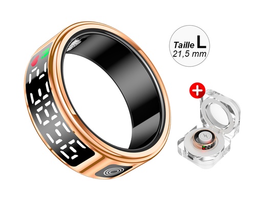 [FFE619] Bague connectée Eko avec écrin cristallin - Modèle Diana - Coloris Or rose - Taille L